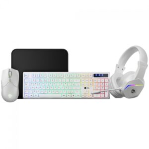 Combo Gamer Ninja Squad 4 Em 1, Headset, Teclado, Mouse e Mousepad, USB, Rainbow, Branco, GN-CG-SQTMPHW