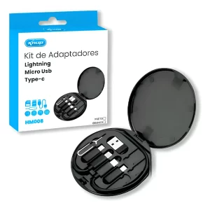 Kit De Adaptadores Usb Type-c Lightning Kp-hm045 6 Em 1 Preto
